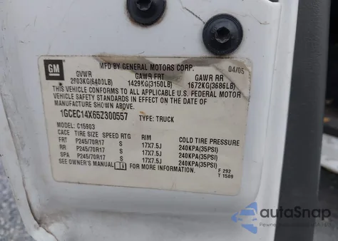 2005 Chevrolet Silverado C1500 from USA, damaged, VIN 1GCEC14X65Z300557